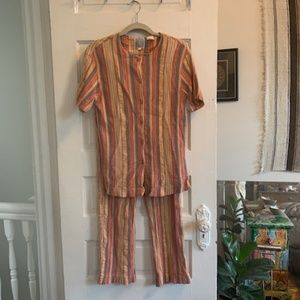 90's vintage pastel stripe two piece set